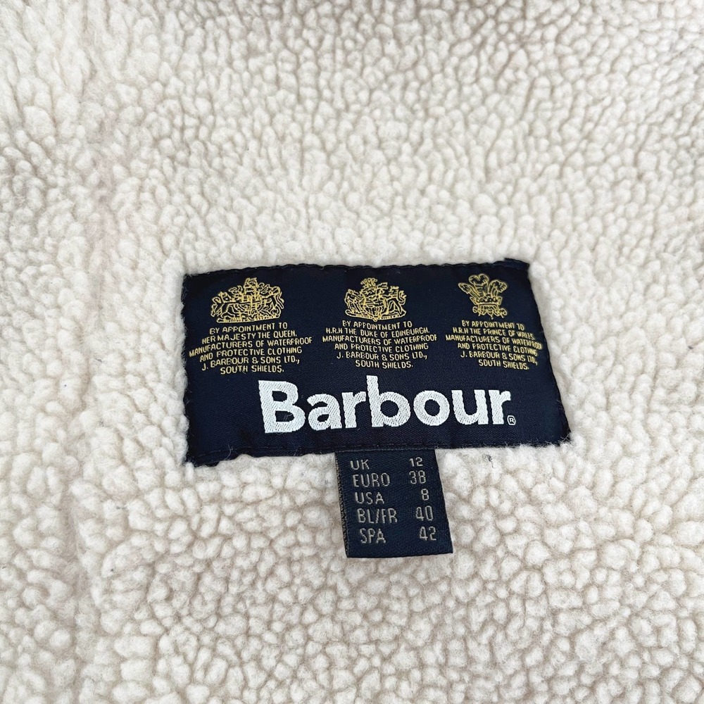 Barbour Navy Blue Quilted Battalion Sherpa Lined Moto Jacket Size M/8 - Picture 10 of 11